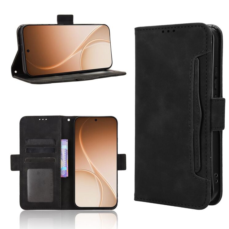Чехол-книжка с карманами Deexe Wallet Stand для OPPO Reno 15 F/FS - Black: фото 7 из 15