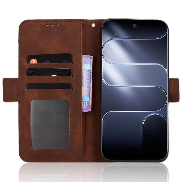 Чехол-книжка с карманами Deexe Wallet Stand для TECNO Spark 50 Pro - Brown: фото 5 из 8