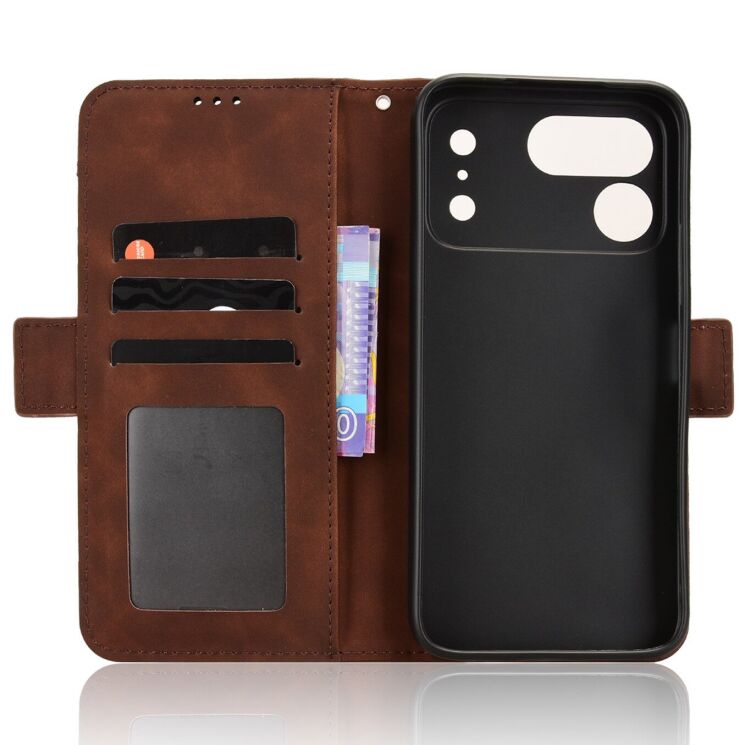 Чехол-книжка с карманами Deexe Wallet Stand для TECNO Spark 50 Pro - Brown: фото 4 из 8
