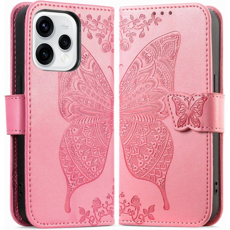 Чехол-книжка с рисунком UniCase Butterfly Pattern для OPPO Reno 15 - Pink: фото 1 из 9