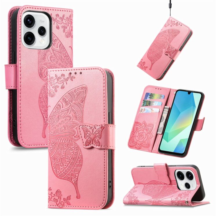 Чехол-книжка с рисунком UniCase Butterfly Pattern для OPPO Reno 15 - Pink: фото 4 из 9