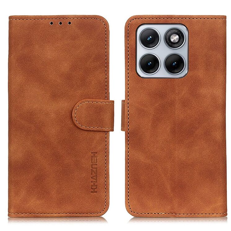 Чехол-книжка с застежкой KHAZNEH Retro Wallet для Motorola Edge 70 Fusion - Brown: фото 1 из 7