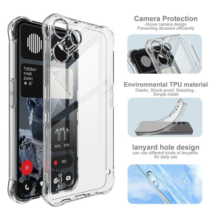 Чохол з посиленими кутами IMAK Airbag MAX Case для Nothing Phone (3a) Lite - Transparent: фото 5 з 8