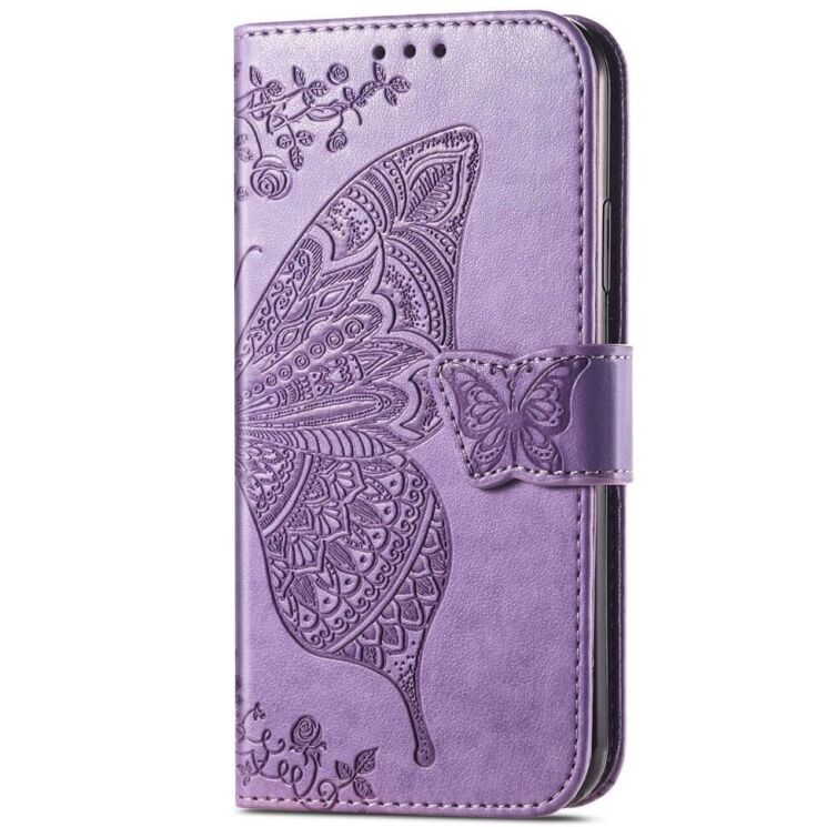 Чехол-книжка с рисунком UniCase Butterfly Pattern для Motorola Moto E22 - Light Purple: фото 4 из 8