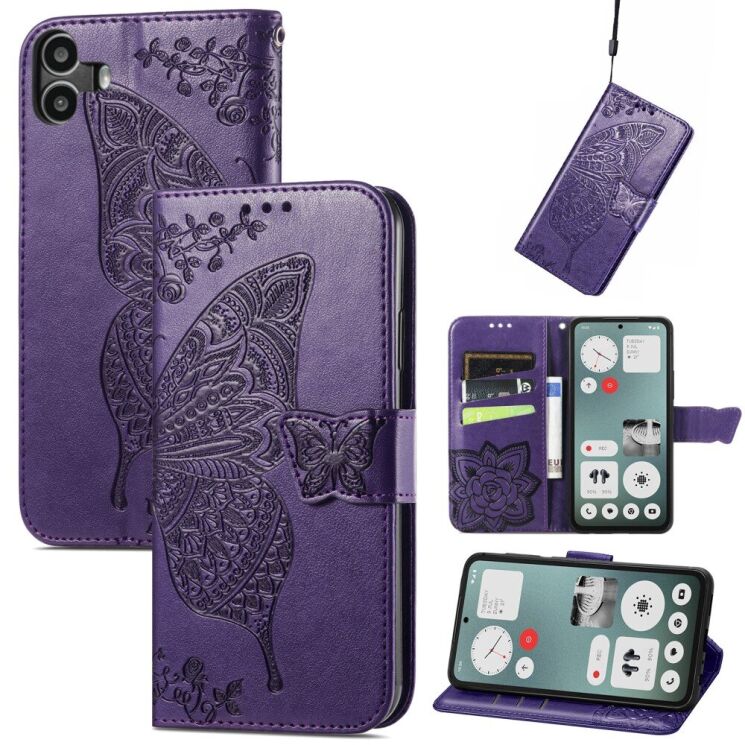 Чехол UniCase Butterfly Pattern для Nothing CMF Phone 1 - Dark Purple: фото 4 из 9