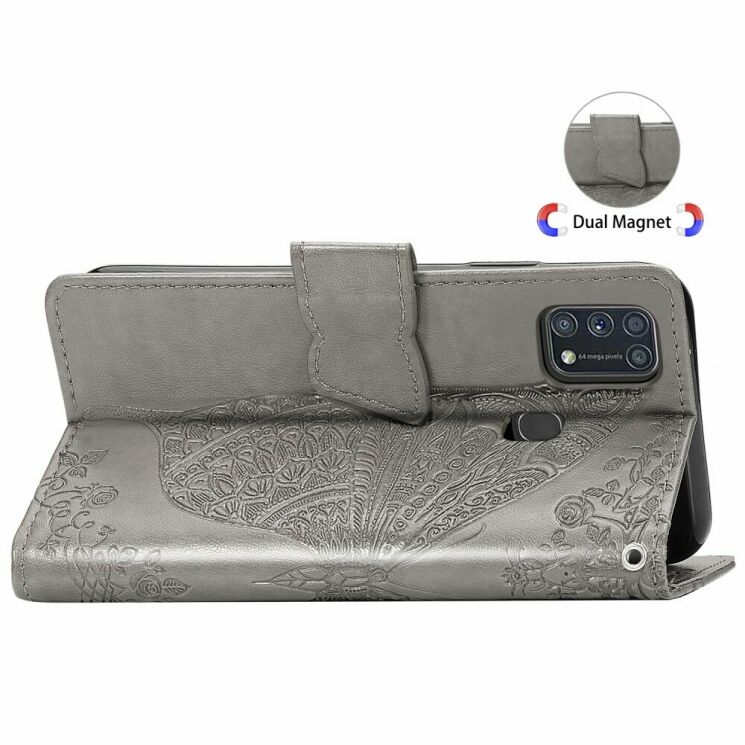 Чехол UniCase Butterfly Pattern для Samsung Galaxy M31 (M315) - Grey: фото 6 из 12