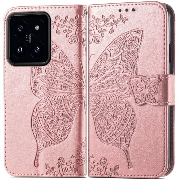 Чехол UniCase Butterfly Pattern для Xiaomi 14T Pro - Rose Gold: фото 1 из 10