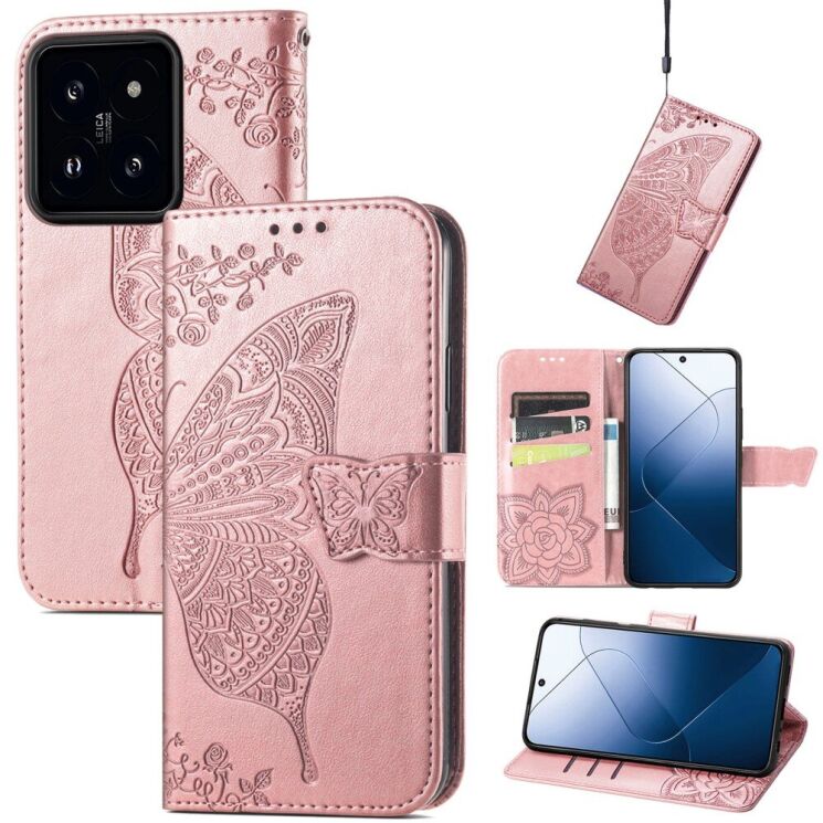 Чехол UniCase Butterfly Pattern для Xiaomi 14T Pro - Rose Gold: фото 4 из 10