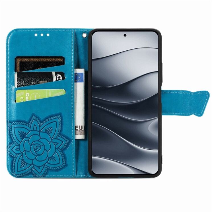 Чохол UniCase Butterfly Pattern для Xiaomi Redmi Note 14 5G - Blue: фото 2 з 9