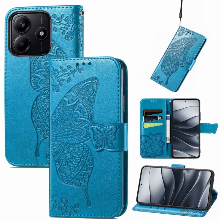 Чохол UniCase Butterfly Pattern для Xiaomi Redmi Note 14 5G - Blue: фото 6 з 9