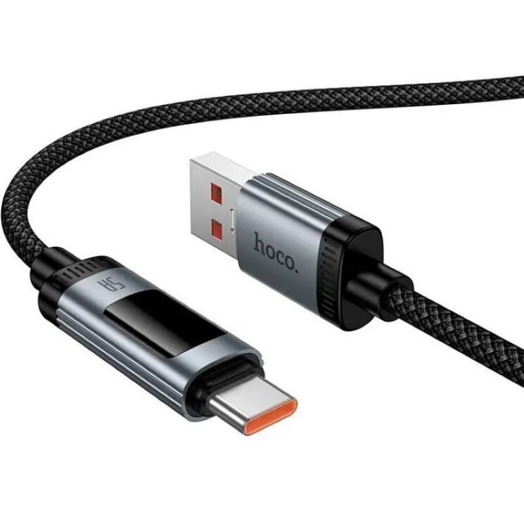 Кабель Hoco U148 USB to Type-C (100W, 5A, 1.2m) - Black (896458B) Кабель Hoco U148 USB to Type-C (100W, 5A, 1.2m) - Black: фото 3 з 8