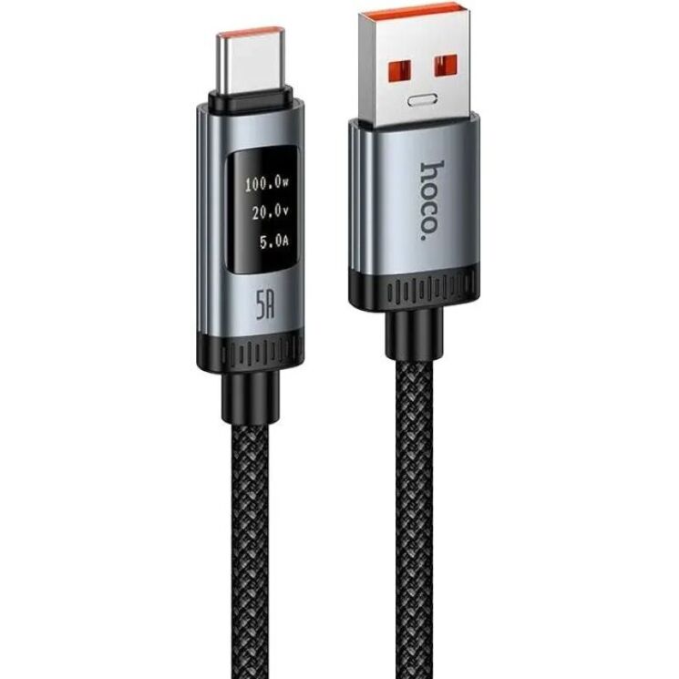 Кабель Hoco U148 USB to Type-C (100W, 5A, 1.2m) - Black (896458B) Кабель Hoco U148 USB to Type-C (100W, 5A, 1.2m) - Black: фото 1 з 8