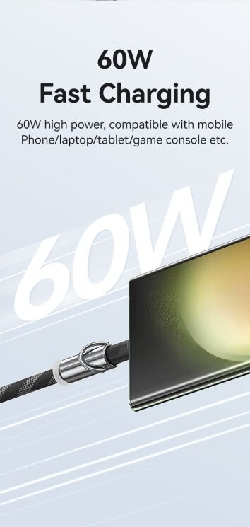 Кабель-ремешок USAMS US-SJ745 Type-C to Type-C (60W, 1.2m) - Black: фото 7 из 18