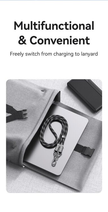 Кабель-ремешок USAMS US-SJ745 Type-C to Type-C (60W, 1.2m) - Black: фото 8 из 18