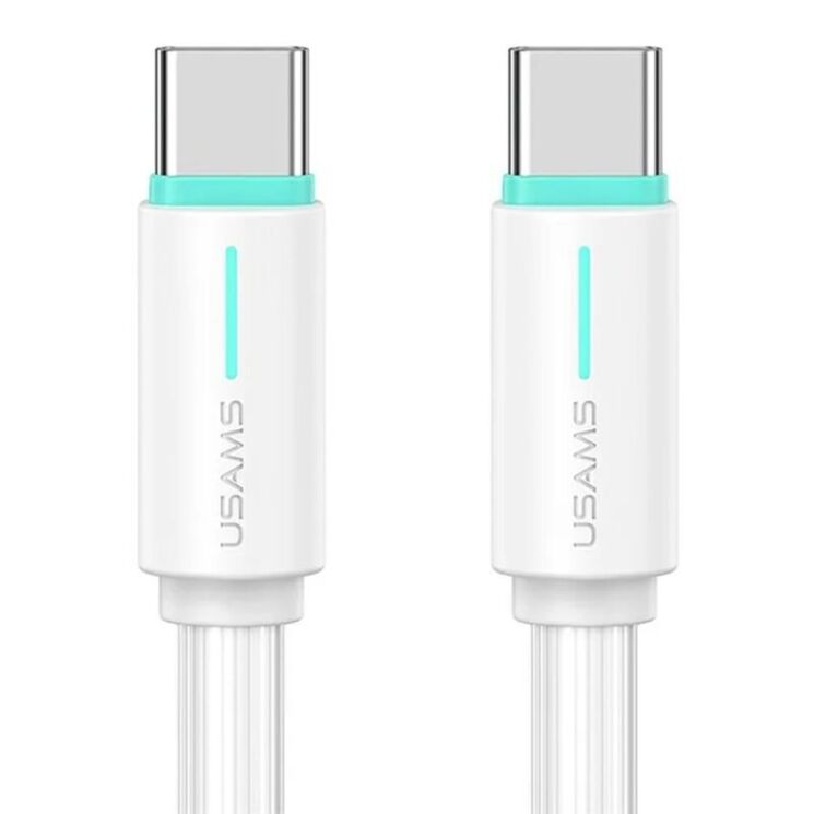 Кабель USAMS SJ734 Type-C to Type-C (60W, 3A, 1m) - White: фото 1 из 13