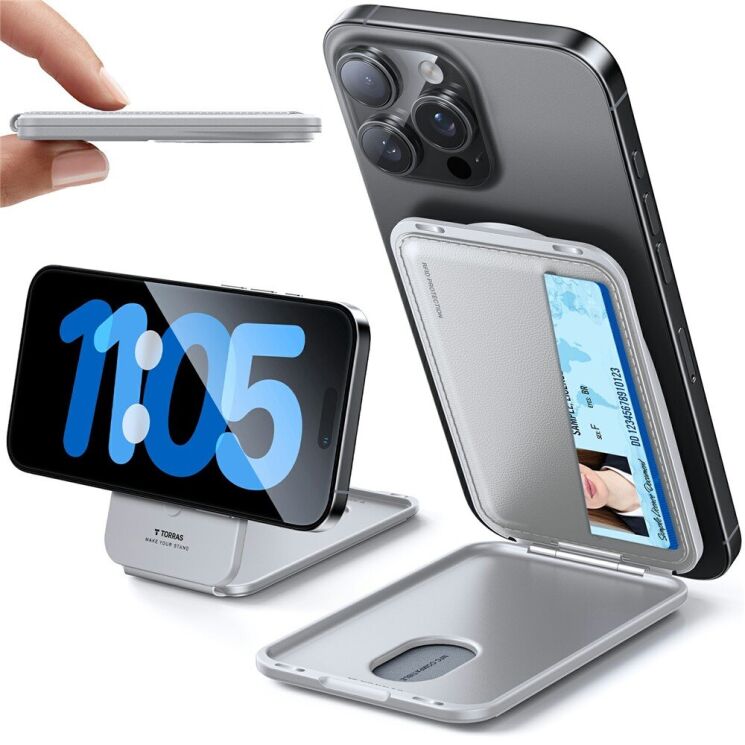 Кардхолдер TORRAS Leather Minimalist Slim Wallet - Grey: фото 1 из 8