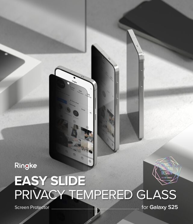 Комплект защитных стекол (2шт) Ringke Easy Slide Privacy для Samsung Galaxy S25 (S931) 8800274968455: фото 3 из 21