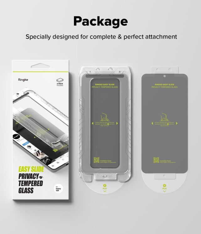 Комплект защитных стекол (2шт) Ringke Easy Slide Privacy для Samsung Galaxy S25 (S931) 8800274968455: фото 20 из 21