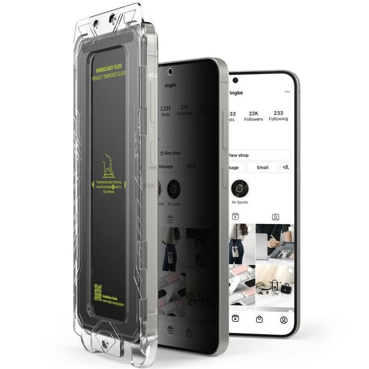 Комплект защитных стекол (2шт) Ringke Easy Slide Privacy для Samsung Galaxy S25 (S931) 8800274968455: фото 2 из 21