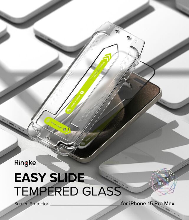 Комплект защитных стекол (2шт) Ringke Easy Slide Tempered Glass для iPhone 15 Pro Max (8809961785702) - Black (349680B) Комплект защитных стекол (2шт) Ringke Easy Slide Tempered Glass для iPhone 15 Pro Max (8809961785702) - Black: фото 2 из 15