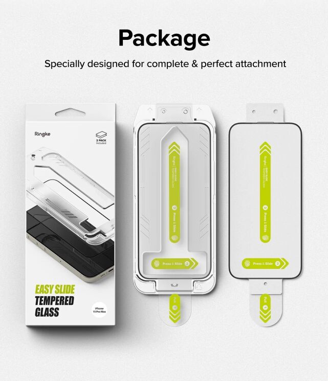 Комплект защитных стекол (2шт) Ringke Easy Slide Tempered Glass для iPhone 15 Pro Max (8809961785702) - Black (349680B) Комплект защитных стекол (2шт) Ringke Easy Slide Tempered Glass для iPhone 15 Pro Max (8809961785702) - Black: фото 15 из 15