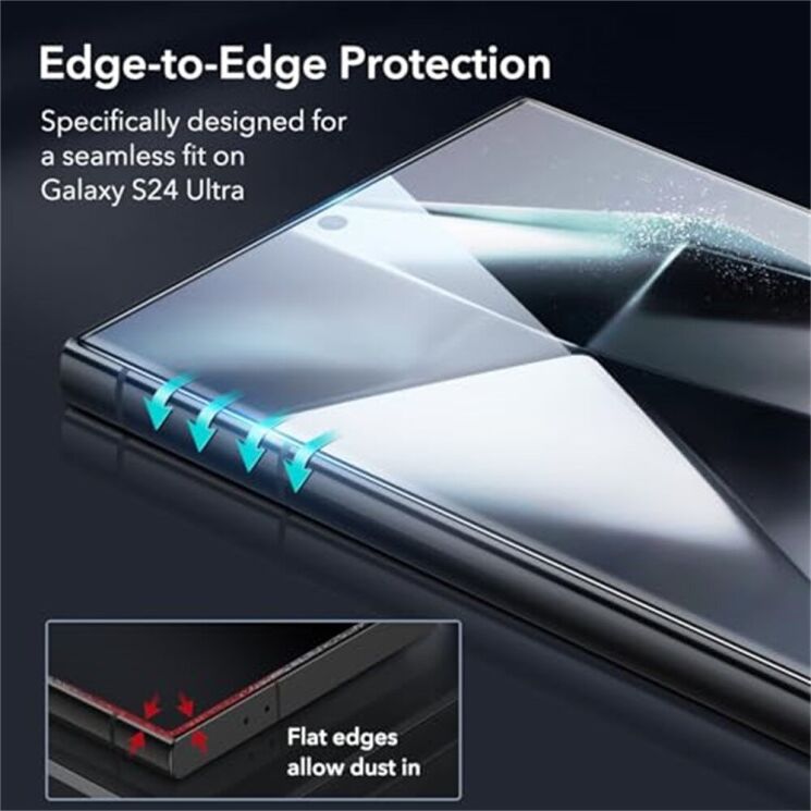 Комплект защитных стекол ESR Tempered Glass Set для Samsung Galaxy S25 Ultra (S938) - Black: фото 3 из 6