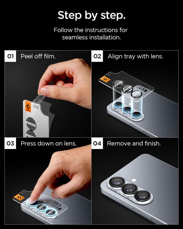 Комплект захисних стекол Spigen Optik Pro Lens Protector для Samsung Galaxy S26 (S942) AGL11099 - Black: фото 9 з 14