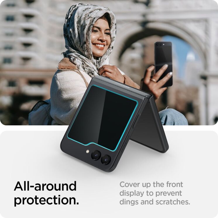 Комплект защитных стекол Spigen (SGP) Screen Protector EZ Fit Glas.tR для Samsung Galaxy Flip 5: фото 12 из 14