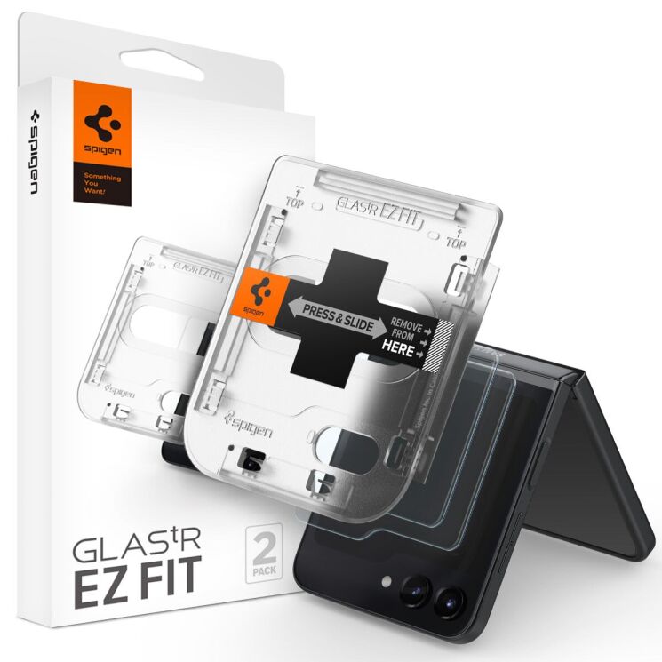 Комплект защитных стекол Spigen (SGP) Screen Protector EZ Fit Glas.tR для Samsung Galaxy Flip 5: фото 1 из 14