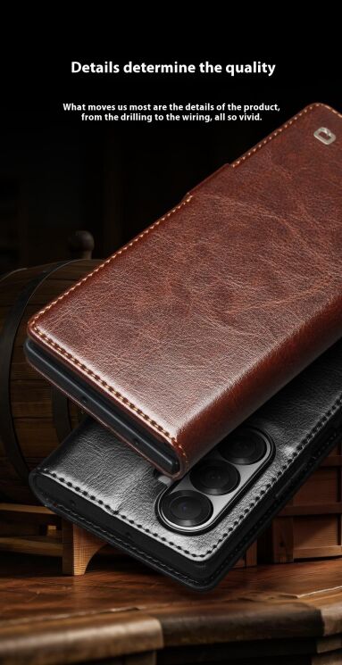 Шкіряний чохол QIALINO Classic Case (FF) для Samsung Galaxy Fold 7 - Brown: фото 8 з 13