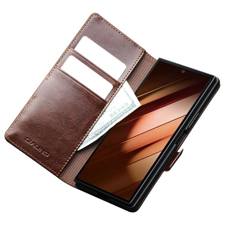 Шкіряний чохол QIALINO Classic Case (FF) для Samsung Galaxy Fold 7 - Brown: фото 2 з 13