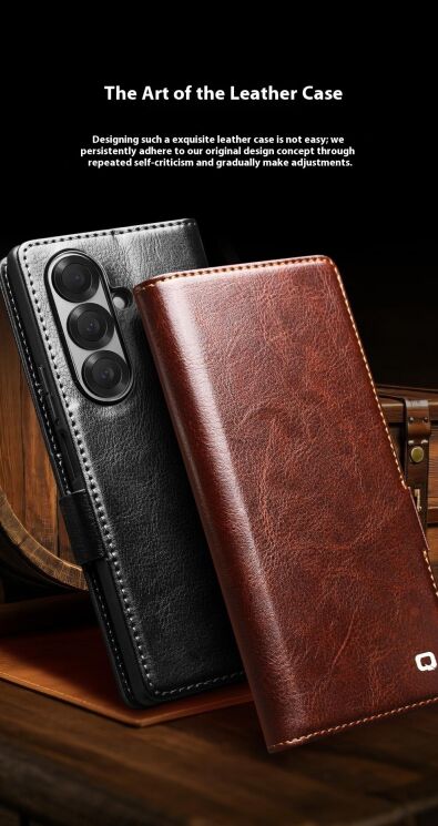 Шкіряний чохол QIALINO Classic Case (FF) для Samsung Galaxy Fold 7 - Brown: фото 9 з 13