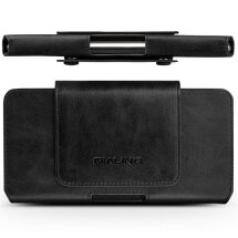 Кожаный чехол QIALINO Leather Case для смартфонов диагональю до 6.9 дюймов - Black: фото 1 из 8