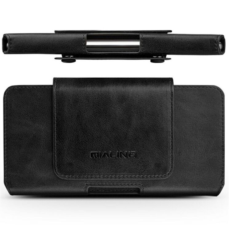 Кожаный чехол QIALINO Leather Case для смартфонов диагональю до 6.9 дюймов - Black: фото 1 из 8
