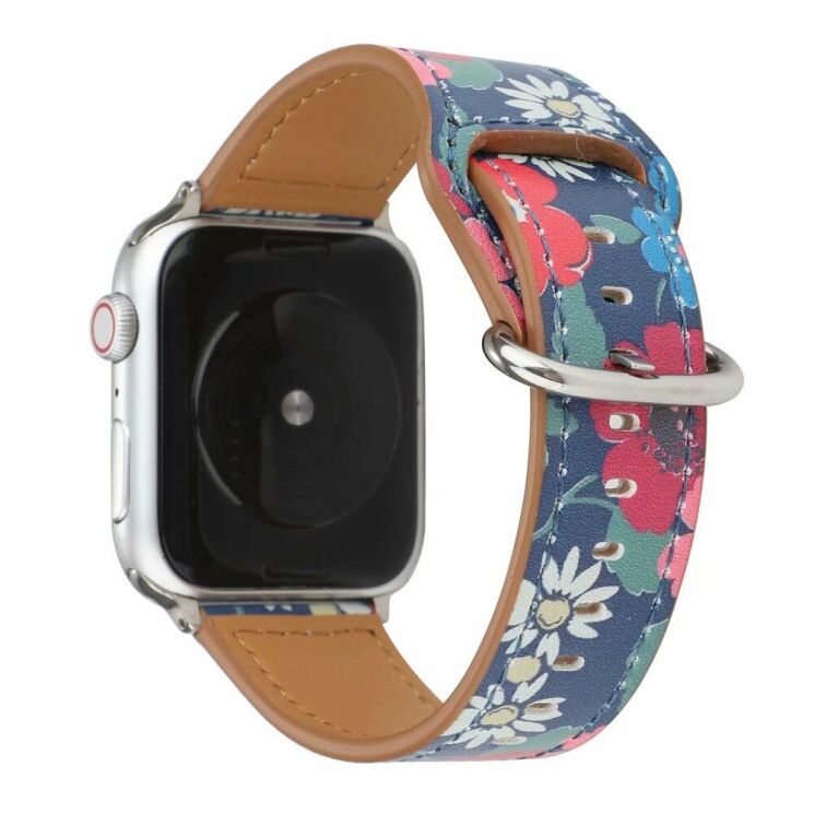 Кожаный ремешок Deexe Fashion Elegant для Apple Watch 46 / 45 / 44 / SE 44 / 42 (Series 1-3) / Ultra / Ultra 2 - Red Flower: фото 1 из 5