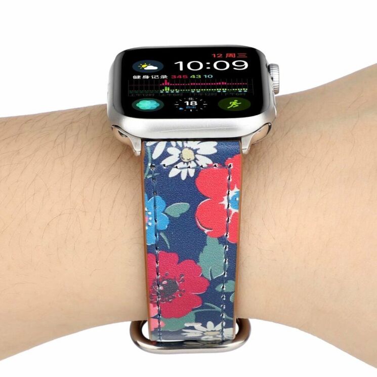 Кожаный ремешок Deexe Fashion Elegant для Apple Watch 46 / 45 / 44 / SE 44 / 42 (Series 1-3) / Ultra / Ultra 2 - Red Flower: фото 5 из 5