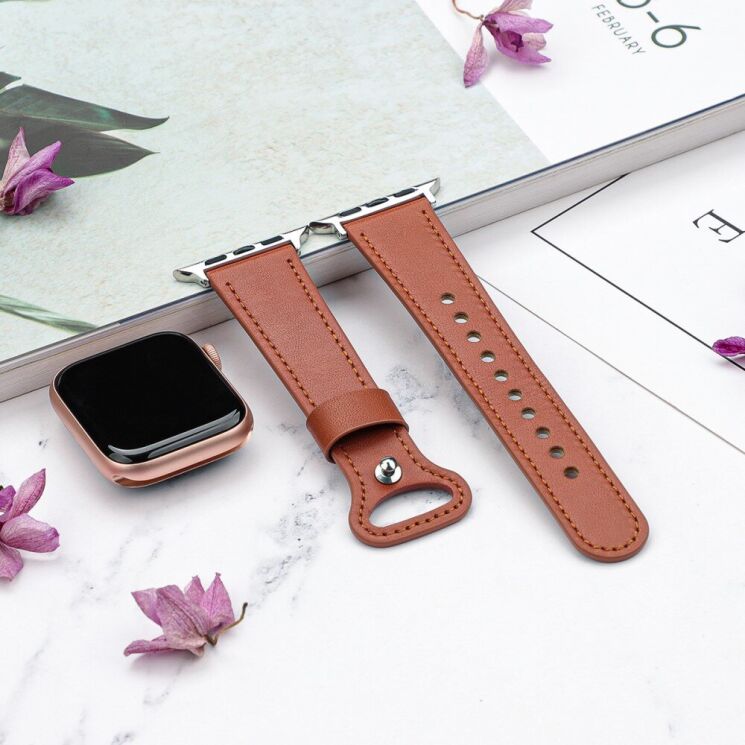 Кожаный ремешок Deexe Original Style для Apple Watch 42 (Series 10) / 41 / 40 / SE 40 / 38 - Brown: фото 5 из 6