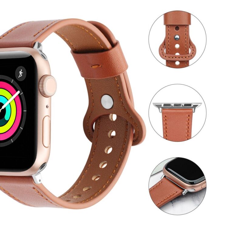 Кожаный ремешок Deexe Original Style для Apple Watch 42 (Series 10) / 41 / 40 / SE 40 / 38 - Brown: фото 4 из 6