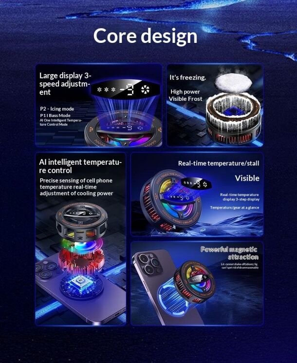 Кулер-вентилятор для смартфона Reframe K26 Magnetic Cooling - Black (222139B) Кулер-вентилятор для смартфона Reframe K26 Magnetic Cooling - Black: фото 3 из 12