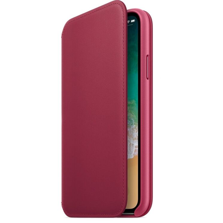 Оригинальный чехол Leather Folio для Apple iPhone X / iPhone XS (MRGE2) - Berry Pink: фото 1 из 3