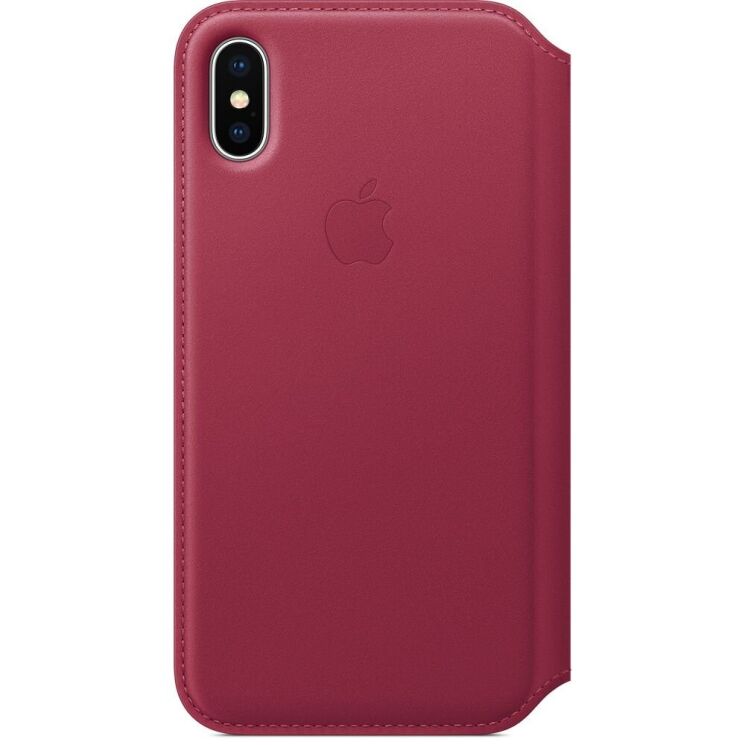 Оригинальный чехол Leather Folio для Apple iPhone X / iPhone XS (MRGE2) - Berry Pink: фото 2 из 3