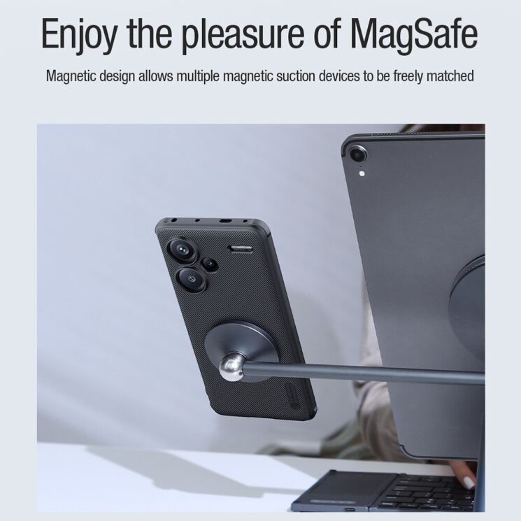 Пластиковий чохол NILLKIN Frosted Shield Pro Magnetic для Xiaomi Redmi Note 13 Pro+ - Black: фото 7 з 14