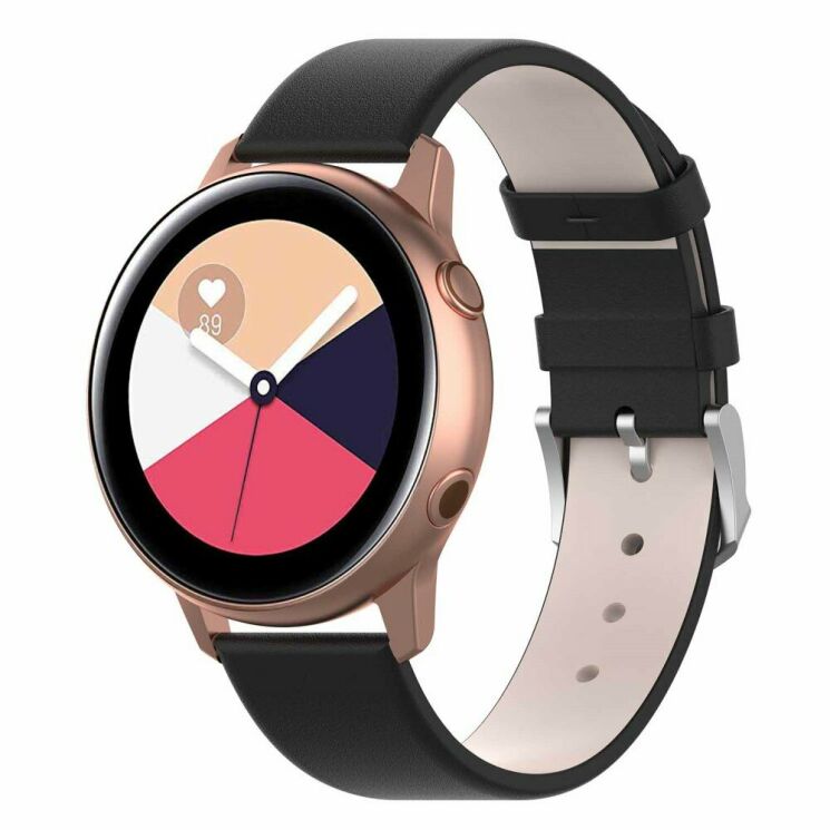 Ремінець Deexe Classic Style для Samsung Watch Active / Active 2 40mm / Active 2 44mm - Black: фото 1 з 5