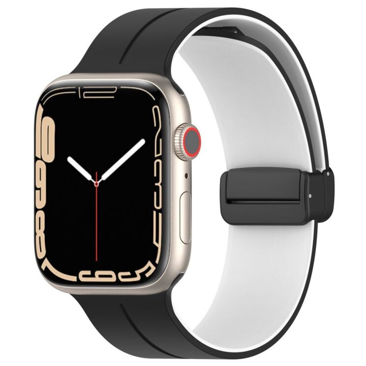 Ремінець Deexe Color Soft Line для Apple Watch 46 / 45 / 44 / SE 44 / 42 (Series 1-3) / Ultra / Ultra 2 / Ultra 3 - Black / White: фото 5 з 7