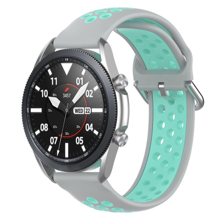 Ремешок Deexe Dual Color для Samsung Galaxy Watch 3 (41mm) - Grey / Cyan: фото 4 из 5