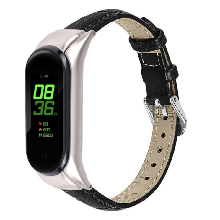 Ремешок Deexe Leather Braslet для Xiaomi Mi Band 7 - Black: фото 1 из 6
