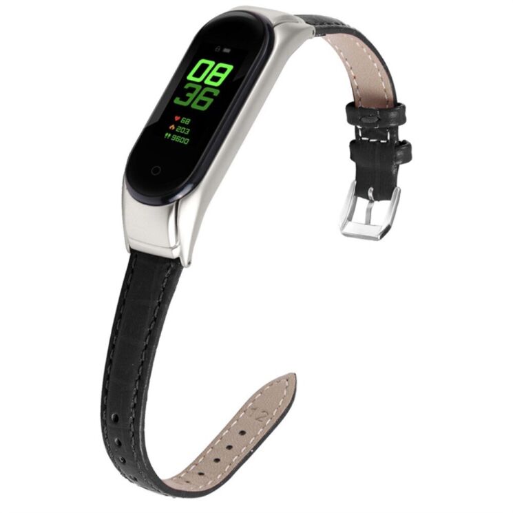Ремешок Deexe Leather Braslet для Xiaomi Mi Band 7 - Black: фото 3 из 6