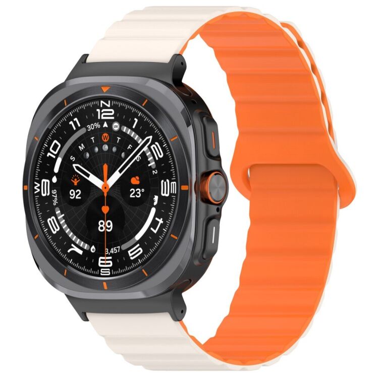 Ремінець Deexe Magnetic Band для Samsung Galaxy Watch Ultra - Starlight / Orange: фото 2 з 7