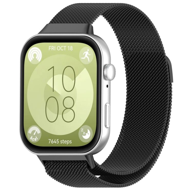 Ремінець Deexe Milanese Stainless Steel для Huawei Watch Fit 3 - Black: фото 4 з 8
