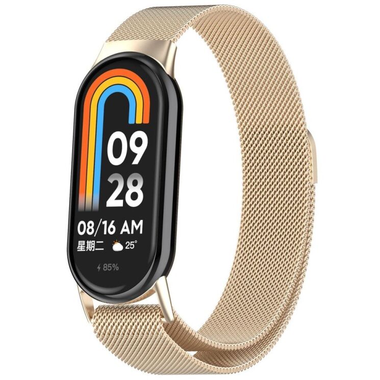 Ремешок Deexe Milanese Stainless Steel для Xiaomi Mi Smart Band 8 / 9 - Champagne: фото 4 из 8